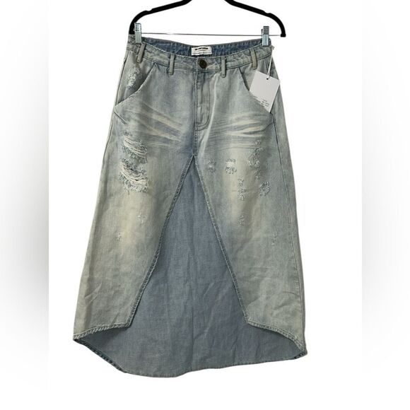 One Teaspoon Distressed Blue Denim Skirt(Size 26) - Picture 3 of 10